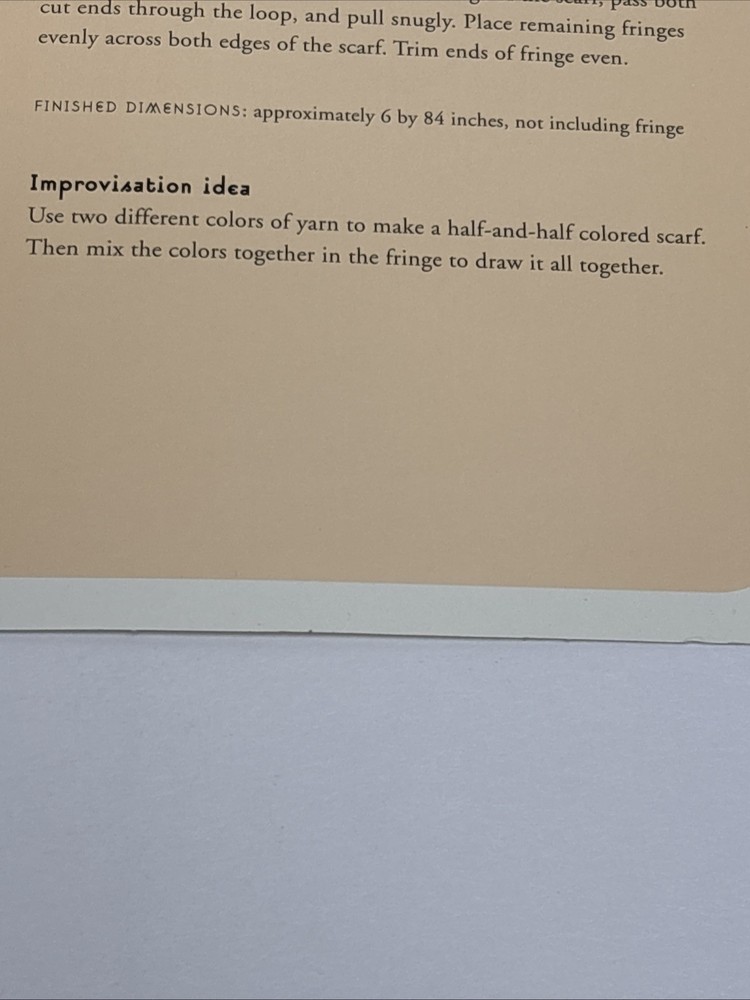 Openwork Scarf Knitting Pattern Card