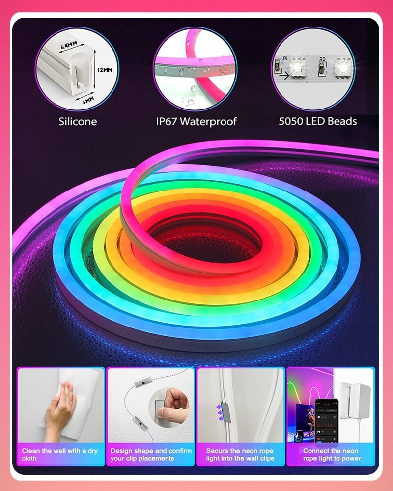 RGBIC Neon Rope Light with Music Sync