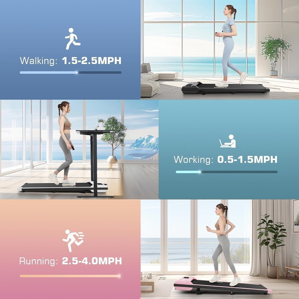Under Desk Treadmill Compact Running Machine with Remote Control,300lbs Capacity
