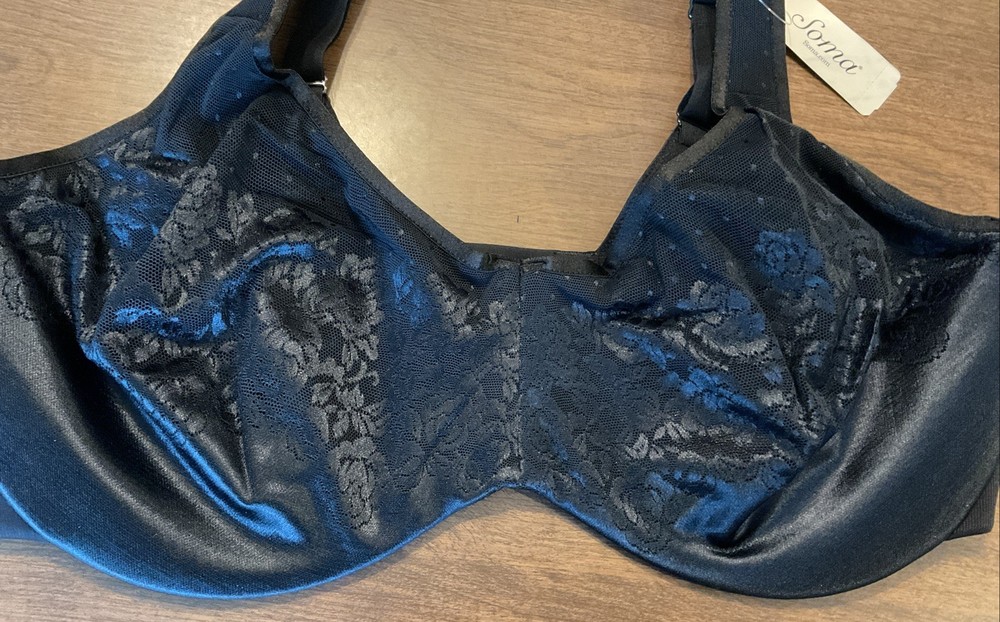 Soma Stunning Support Unlined Underwire Minimizer Bra Black Size 38DD NWT