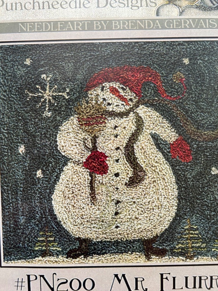 OOP? PRIMITIVE PUNCHNEEDLE  EMBROIDERY PATTERN, CRAFTS PUNCH NEEDLE SNOWMAN