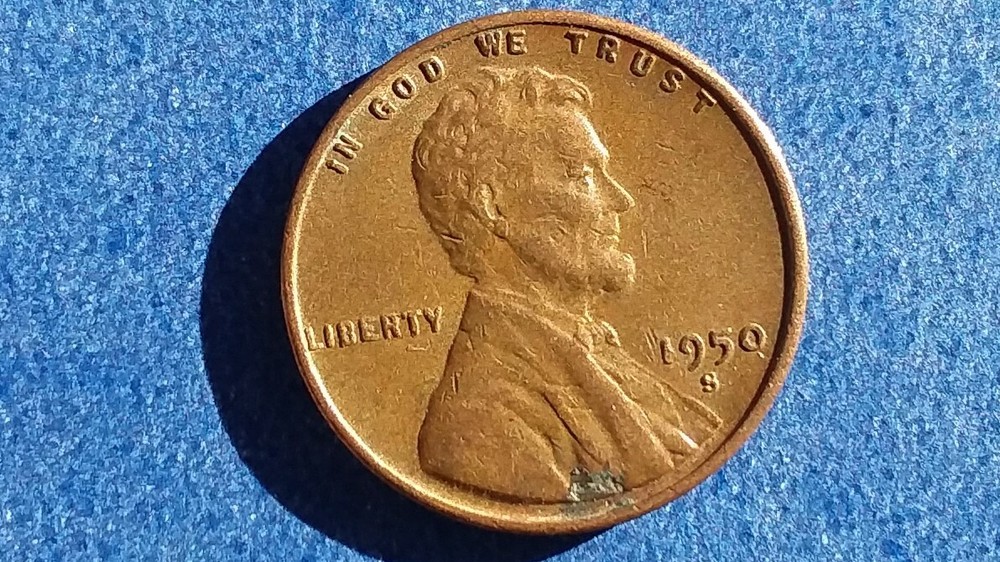1950-S Circulated Lincoln Wheat Cent, Ships Free.