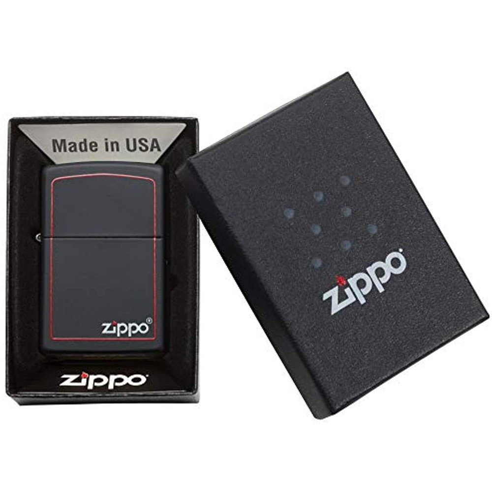 Zippo Black Matte with Red Border Pocket Lighter