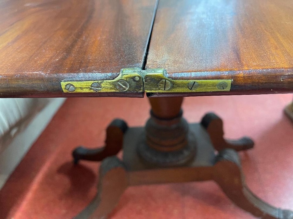 Antique French Solid Wood Folding-Over Games Table