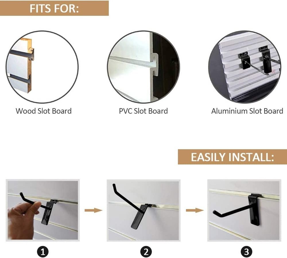 100 Pack Slatwall Hooks, 4 inch Slat Wall Hanging Hooks Panel Display Hooks B...