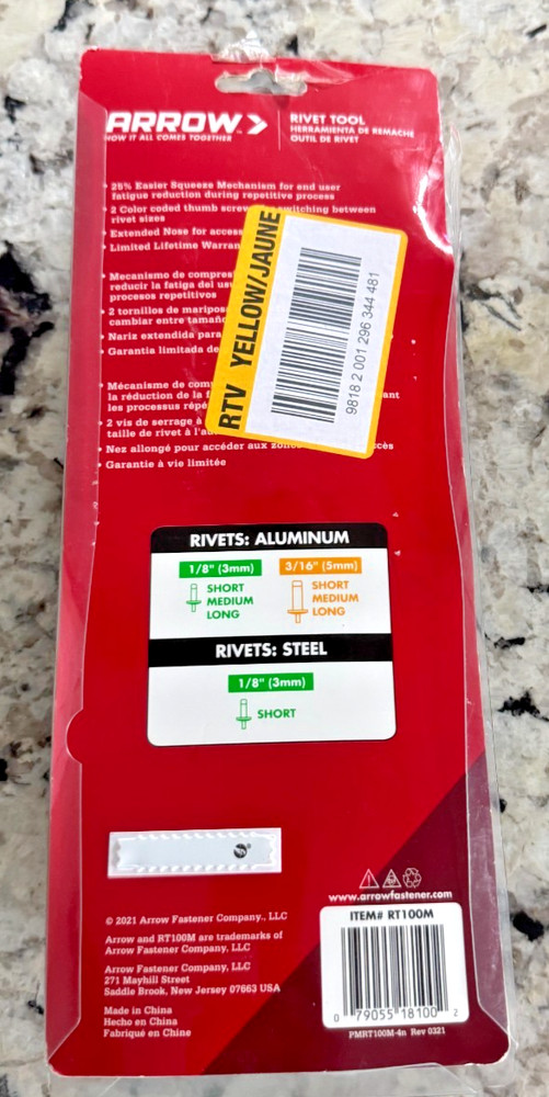 Arrow Economy Rivet Tool, RT100M