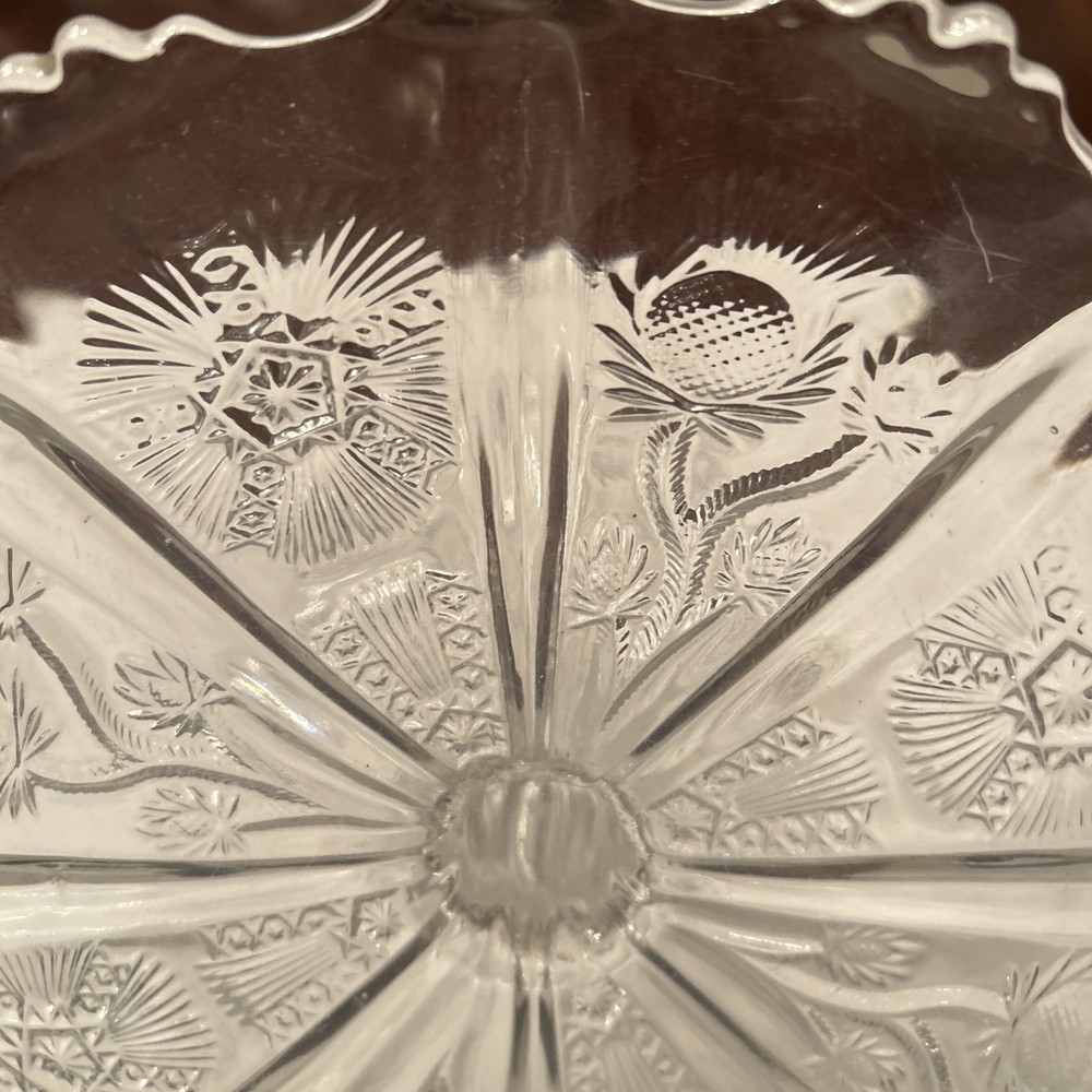 EAPG Paneled Thistle Pedestal Cake Plate