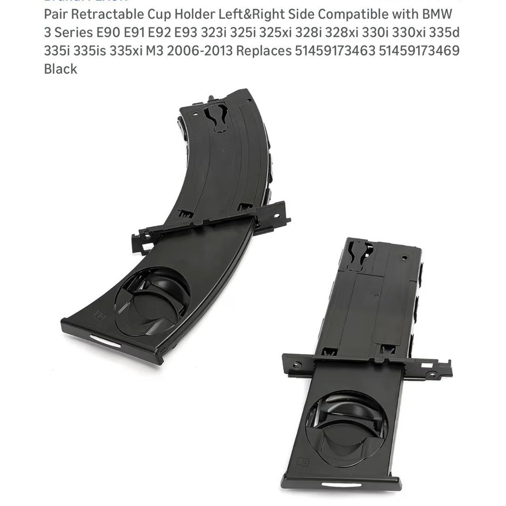 Retractable Cup Holders Black BMW 3 Series E90 E91 E92 E93 2006-2013 51459173463