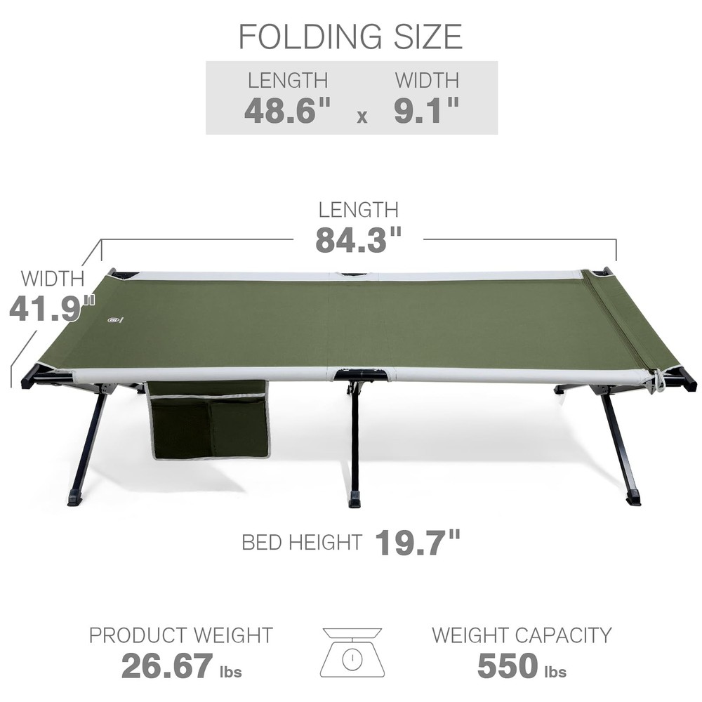 Extra Wide Camping Cot for Adults Oversized XXL Sleeping Cots Folding Cot Bed...