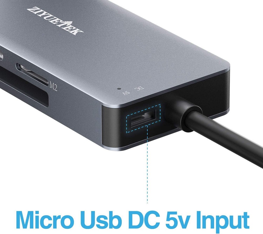 USB C SD Card Reader,5- in-1 Aluminum Thunderbolt 3 Memory TYPE-C, GREY