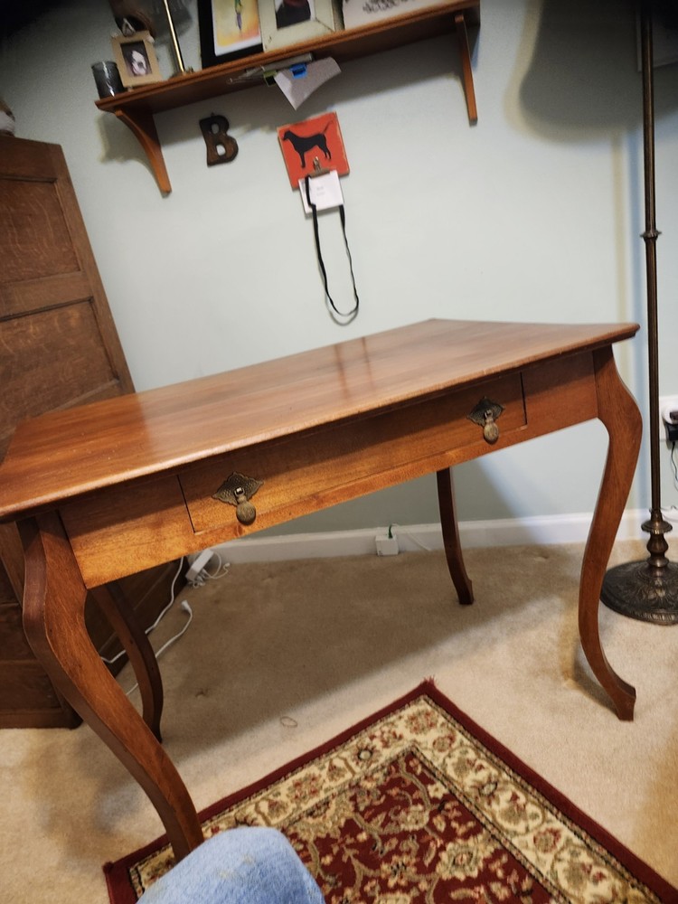 Antique French writing desk, solid oak.