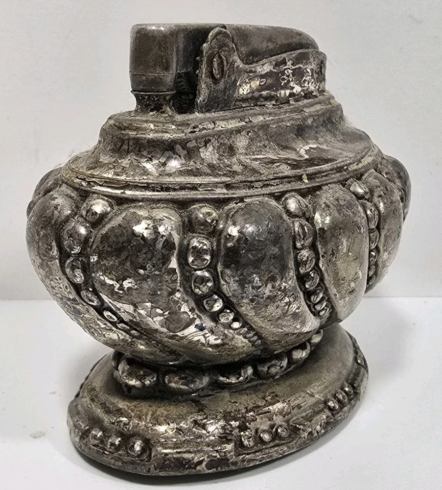 Vintage Ronson Crown Table Top Lighter Silver Plated MCM 19023