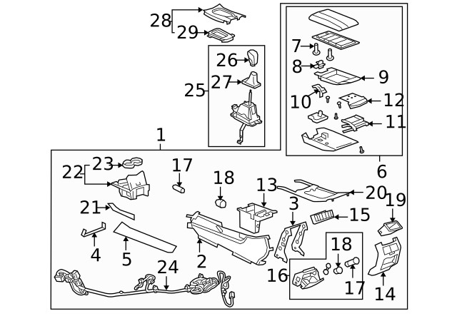 V-Black Front Floor Console Transmission Shift Opening Trim Plate (20933023)