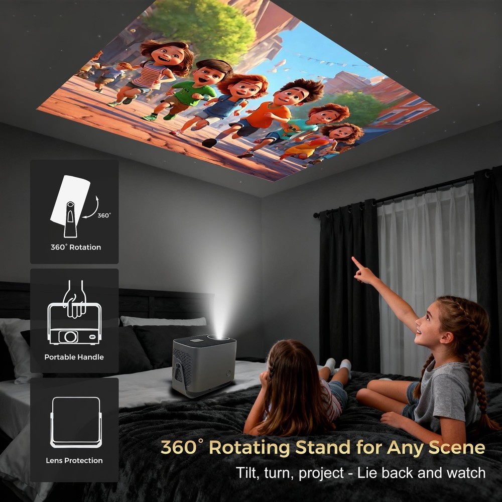 Smart Projector with WiFi and Bluetooth, 400Ansi Protable Mini Projector Supp...