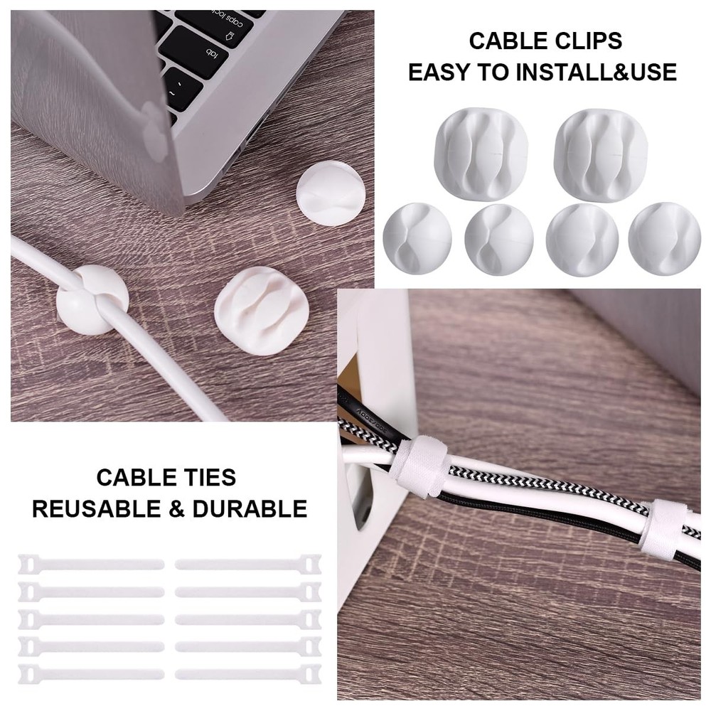 Cable Management , 2 Pack Large & Medium Cable Organizer with 17 PCS Cable Ma...