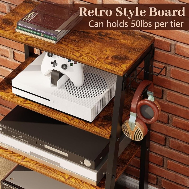 Durable Audio Visual Stand Adjustable Media Shelf Storage Console Equipment New