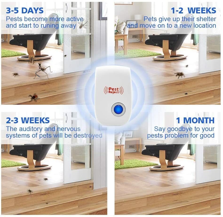 Electronic Pest Reject Control Ultrasonic Repeller Home Bug Rat Spider Roaches