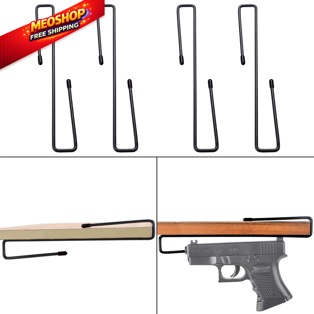 Adoreal 4 PCS Pistol Rack for Safe Shelf or Stack On consistent size, Black