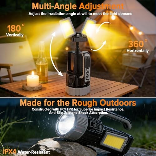 Rechargeable LED Work Light, 10400mAh 4400LM Camping Light with Tripod,