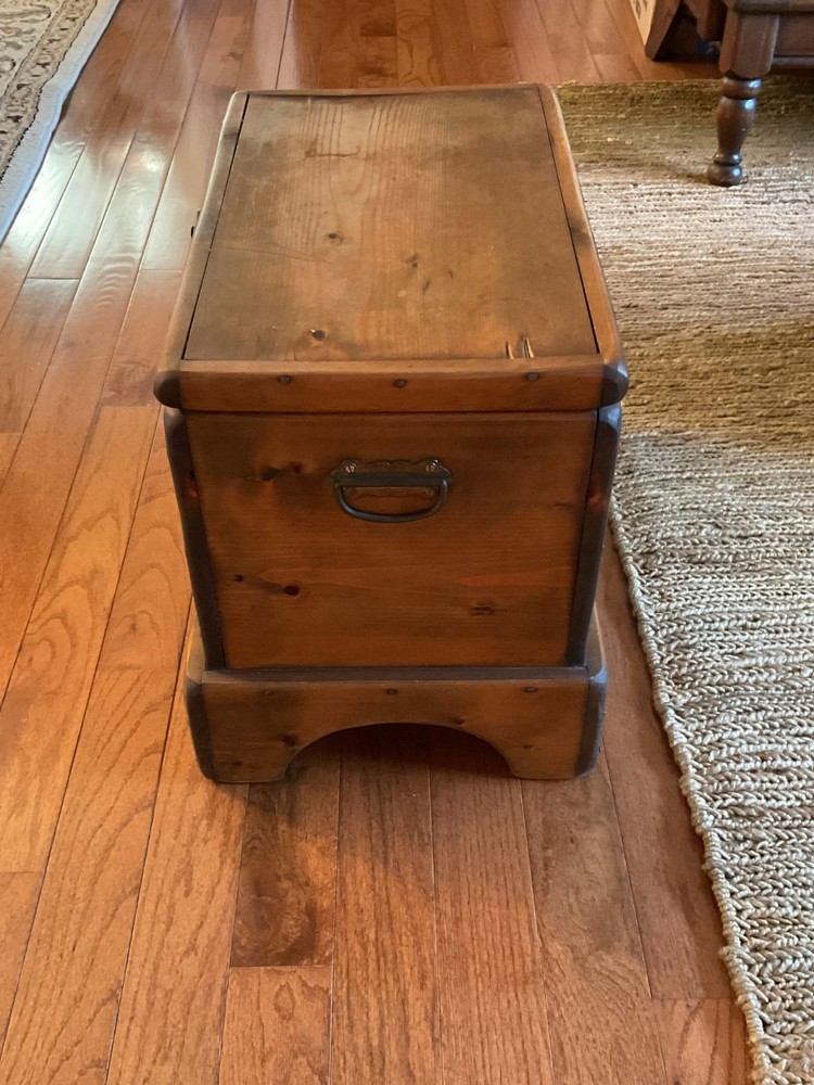 VTG Child's Hand Made Solid Pine Chest with Attached Stand