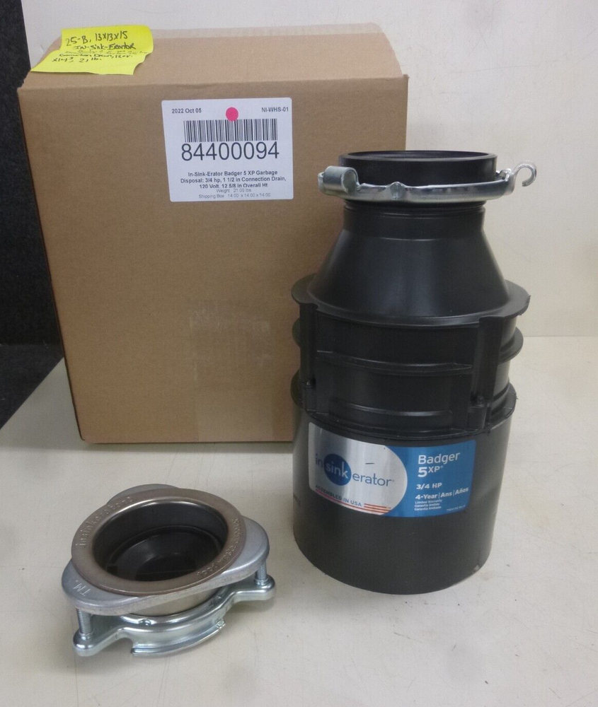 NEW. In-Sink-Erator Badger 5XP 3/4 HP Continuous Feed Garbage Disposal