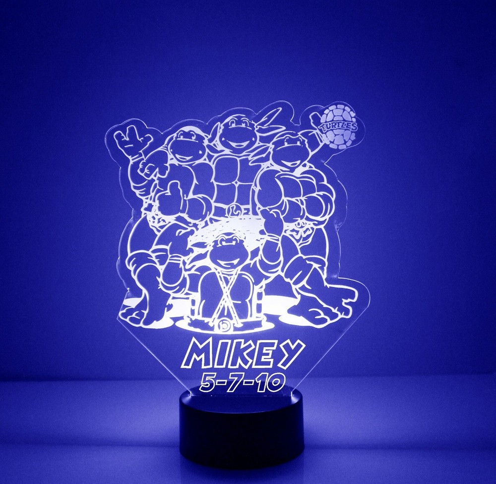 Ninja Turtles Light Up, Personalized TMNT LED Night Light Lamp, w/Remote Control