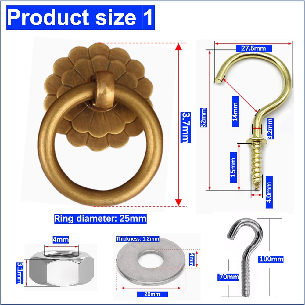 Attic Pull Down Hook Kit with 60" Steel Pole and Antique Brass Handle