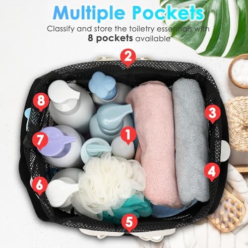 Mesh Shower Caddy Portable with Extra Large, Drawstring Closure - Black