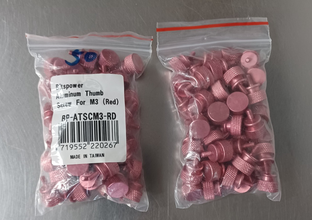 Bitspower M3 Thread Anodized Thumbscrew - Red (50 Pack) BP-ATSCM3-RD
