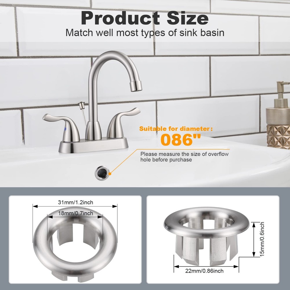 Sink Overflow Ring Brushed Nickel: ARCORA 2 Pack Nickel-2
