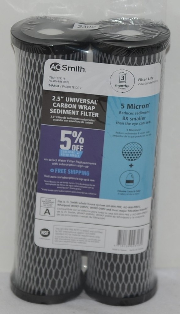 AO Smith AO WH PRE RCP2 2.5 Inch Universal Carbon Wrap Sediment Filter