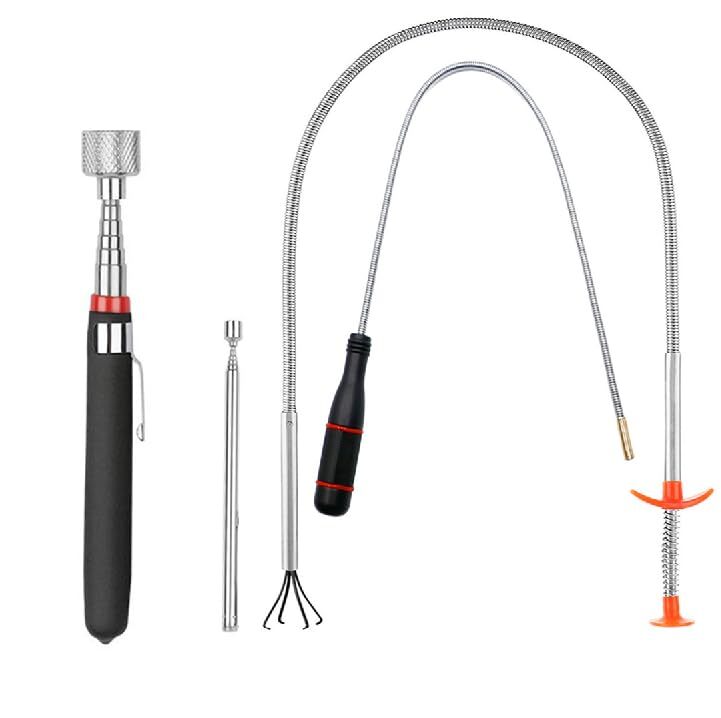 4 Pack Telescoping Magnet Pick-up Tool Set - Retrieving Pickup