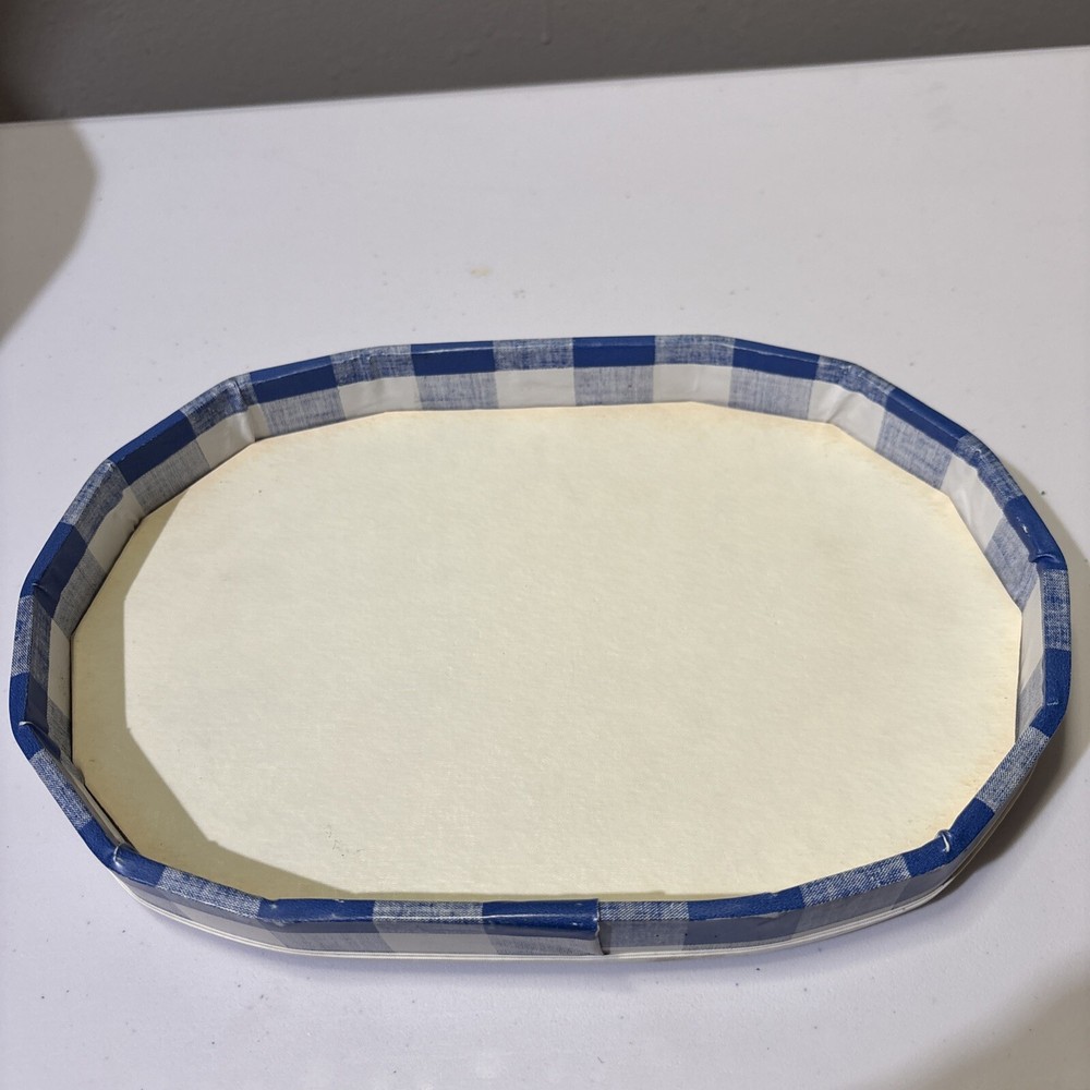 70’s Blue Gingham Vinyl Sewing Box Caddy