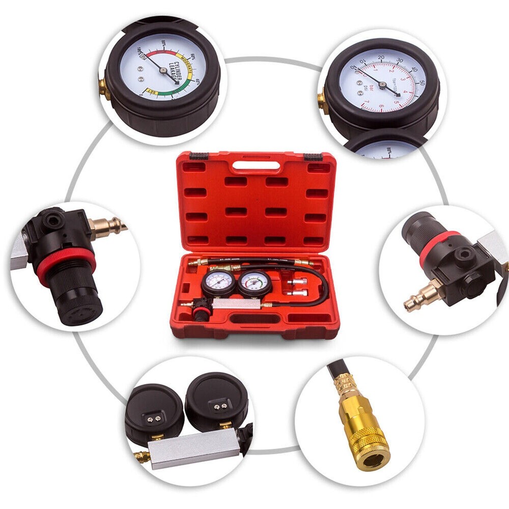 Engine Compression Diagnosis Tester Cylinder Leak Down Gauges Detector Leakage