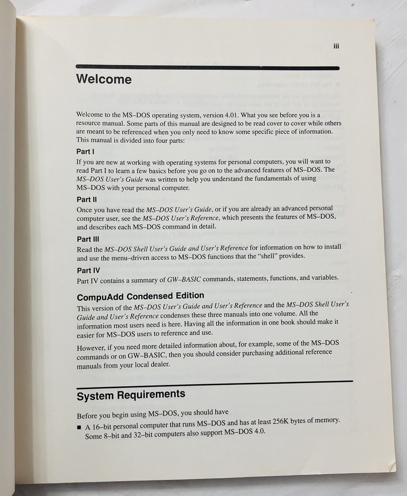 CompuAdd Microsoft MS-DOS User Guide User Reference Shell Guide (1988) Manual VG