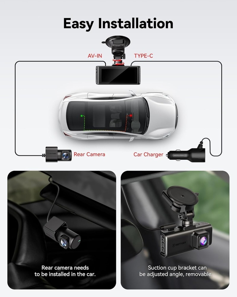 Advanced 4K Touch Screen Dash Camera with Built-in GPS & WiFi Connectivity