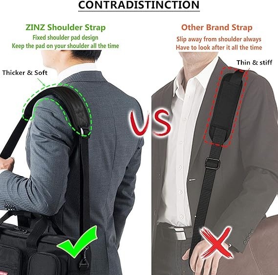 Padded Adjustable 57" Shoulder Strap Replacement for Bags with D-Ring (Black)