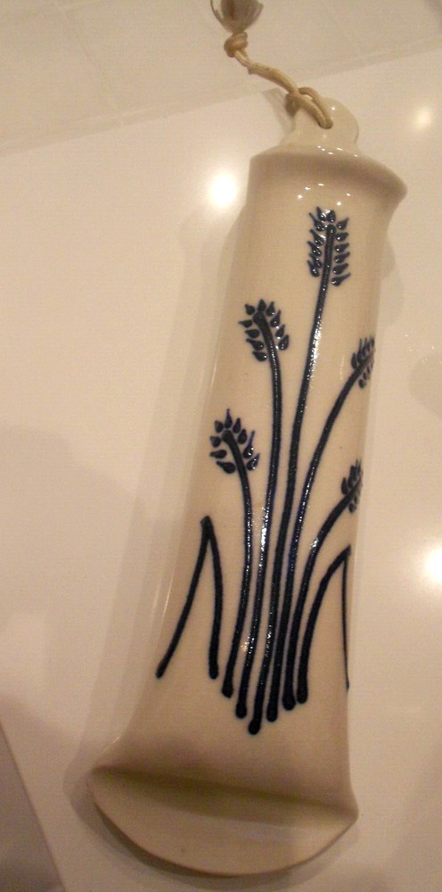 MATCHSTICK HOLDER POTTERY WHEAT DESIGN 13" X 3 1/4" X 1 3/4"