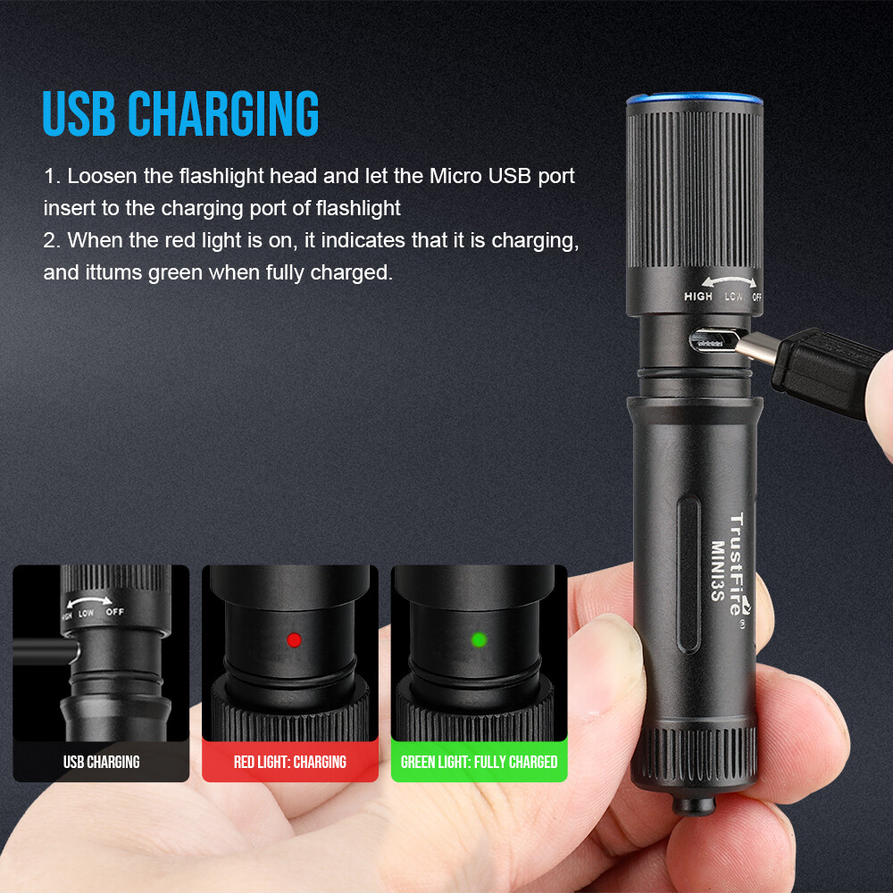 Trustfire MINI3S Keychain Flashlight 235Lumen Rechargeable EDC MINI Flashlight