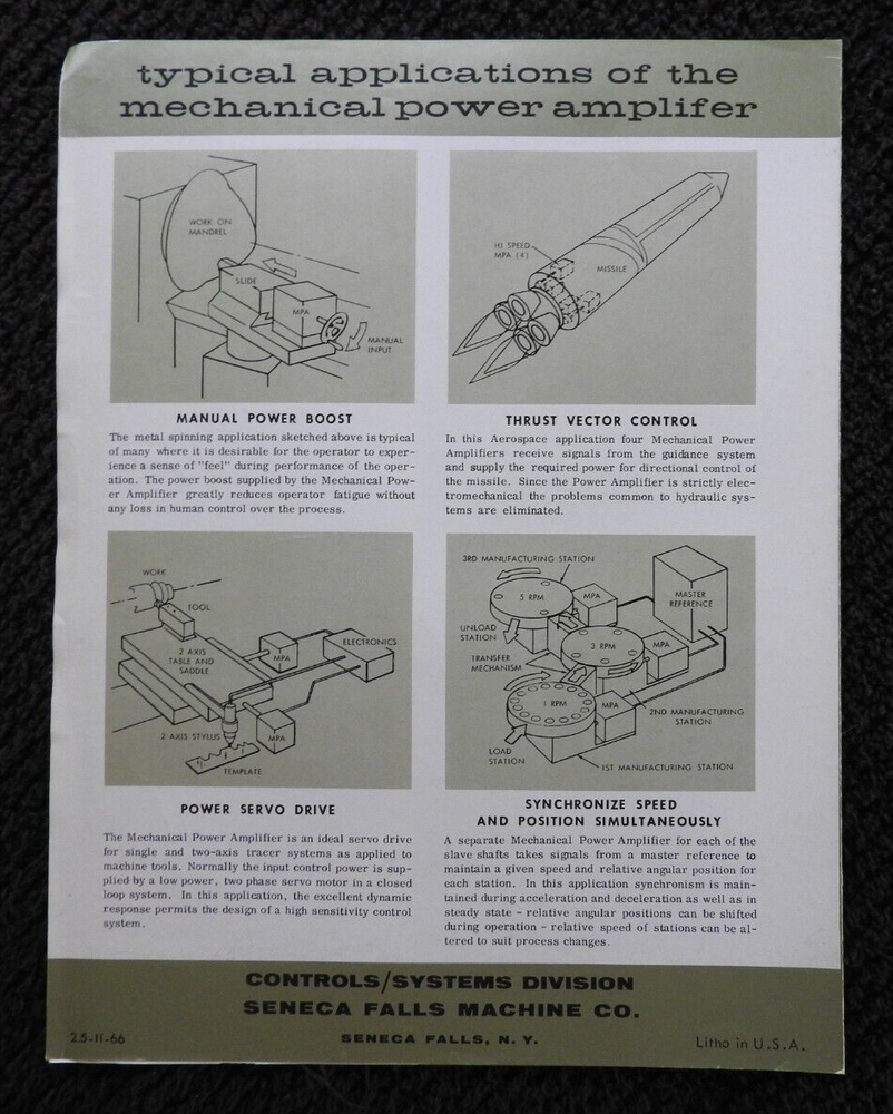 1965 Seneca Falls Machine Power Amps Servo Controls Engineering Catalogs NY