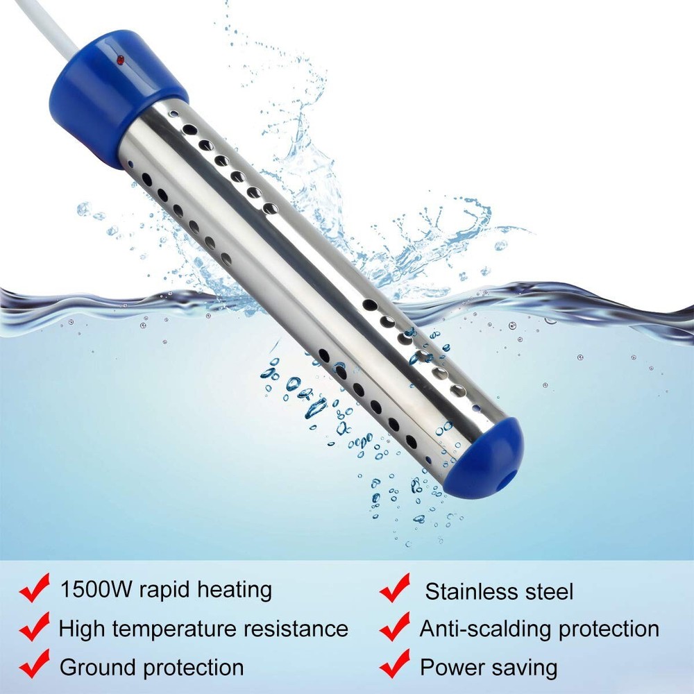 Electric Pool Water Heater Portable Hot Bath Tub Warmer Heating Element 1500W