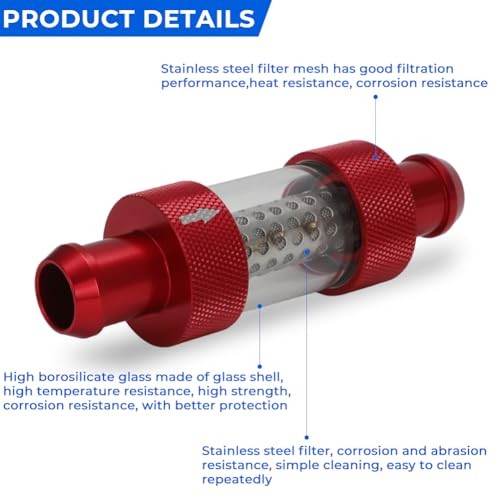 3/4" Universal Filter Inline Heater Core Coolant Filter Red