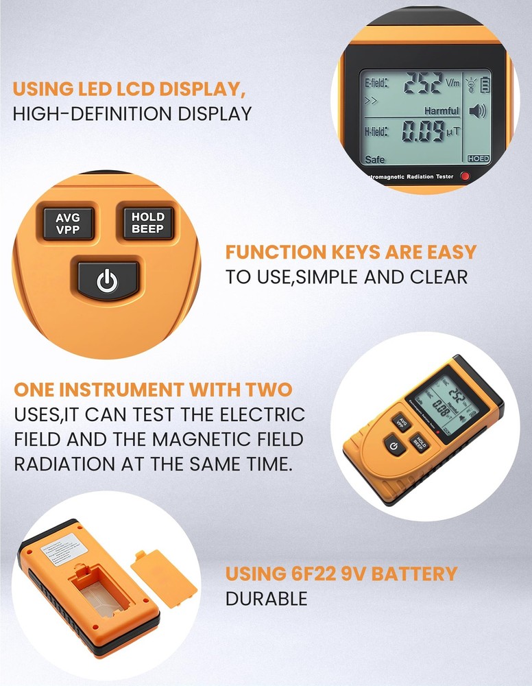 Electromagnetic Radiation Tester Digital Electromagnetic Radiation Detector Emf