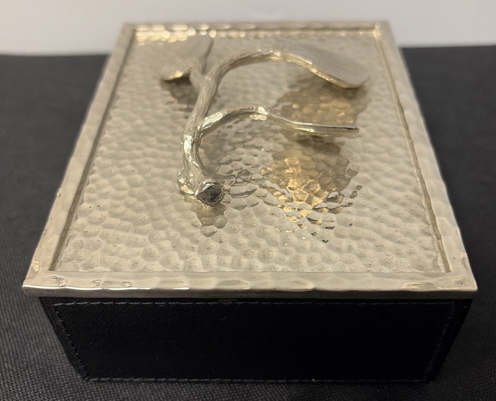 Michael Aram Black Leather Botanical Leaf Box