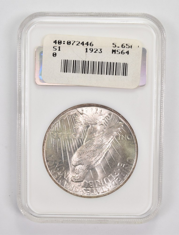 MS64 1923 Peace Silver Dollar CAC NGC *0039