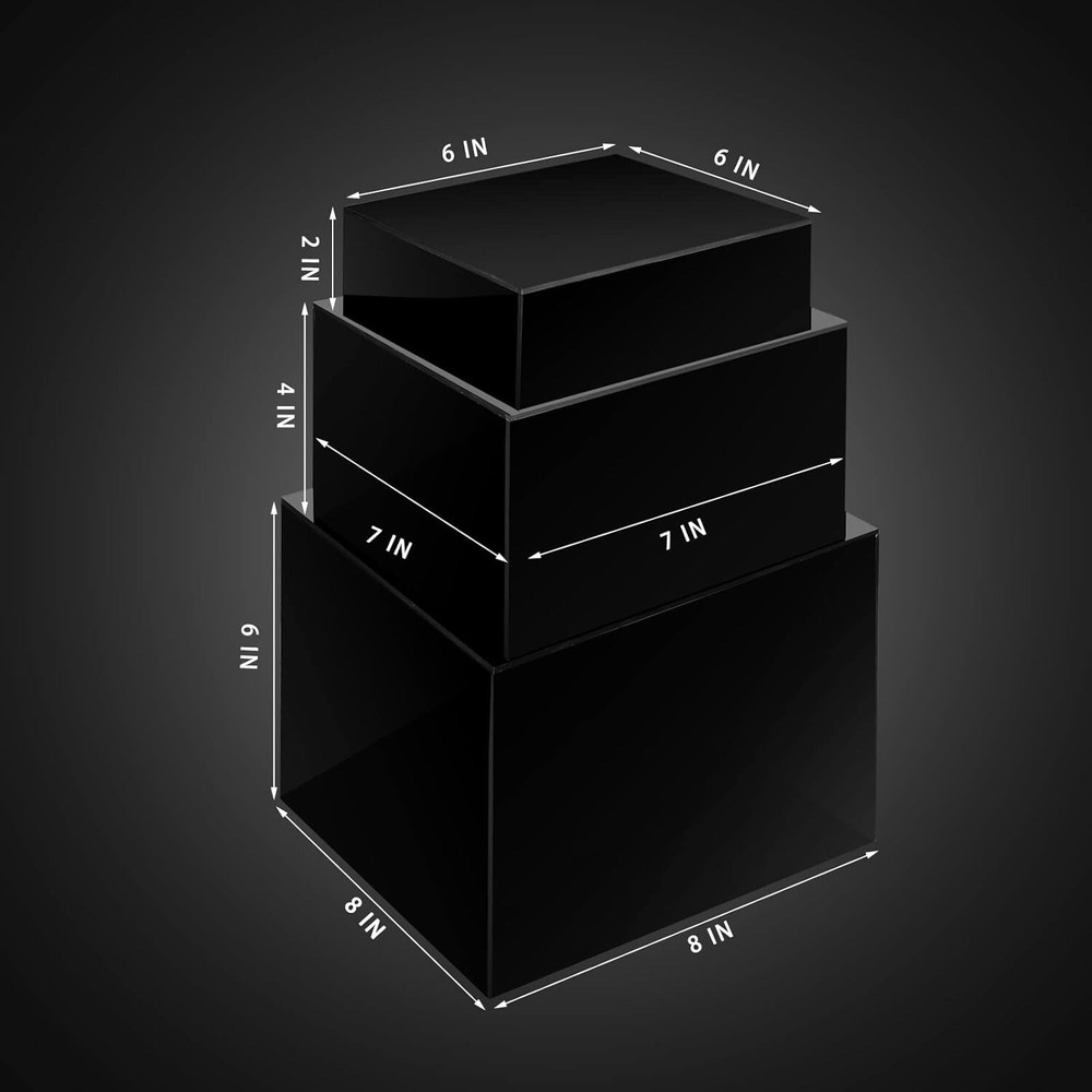 6 Pcs Acrylic Display Risers Acrylic Boxes Acrylic Display Nesting Cubes Black