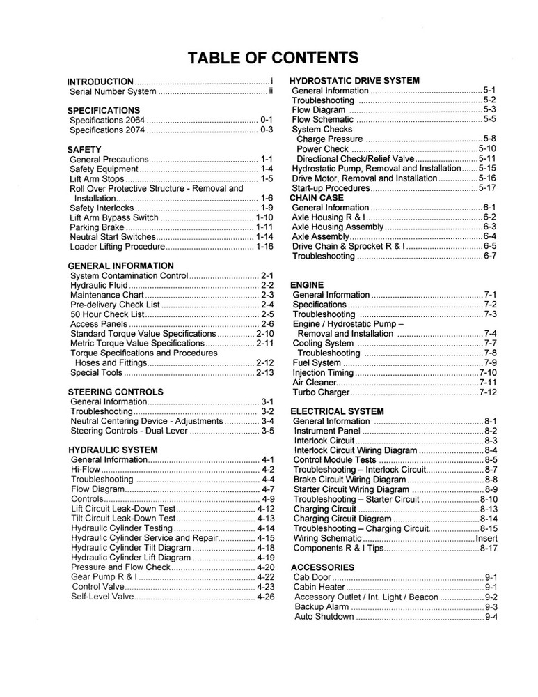 Skid Loader Technical Workshop Manual Mustang 2064 2074