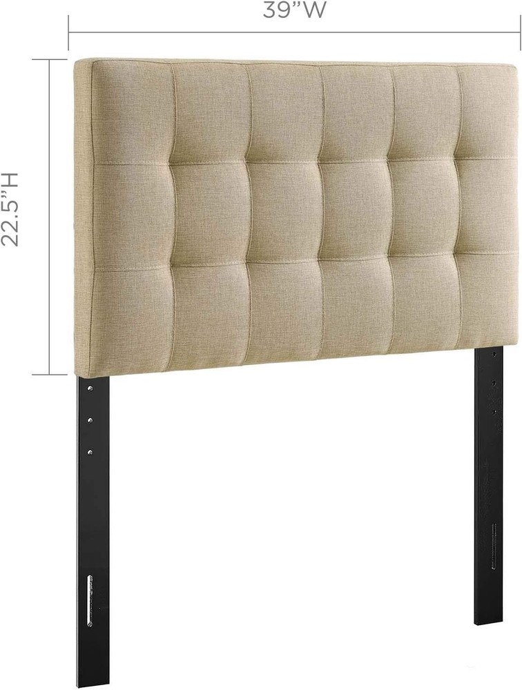 Twin Headboard Linen Fabric Tufted Adjustable Height Modern Style