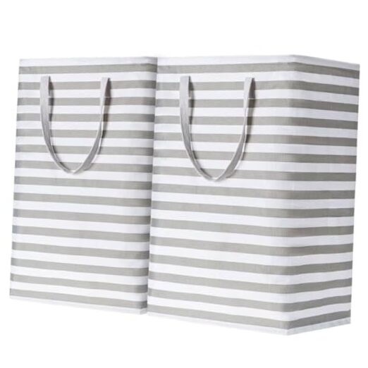 2-Pack Large Laundry Basket,Waterproof Freestanding Laundry 75L Grey