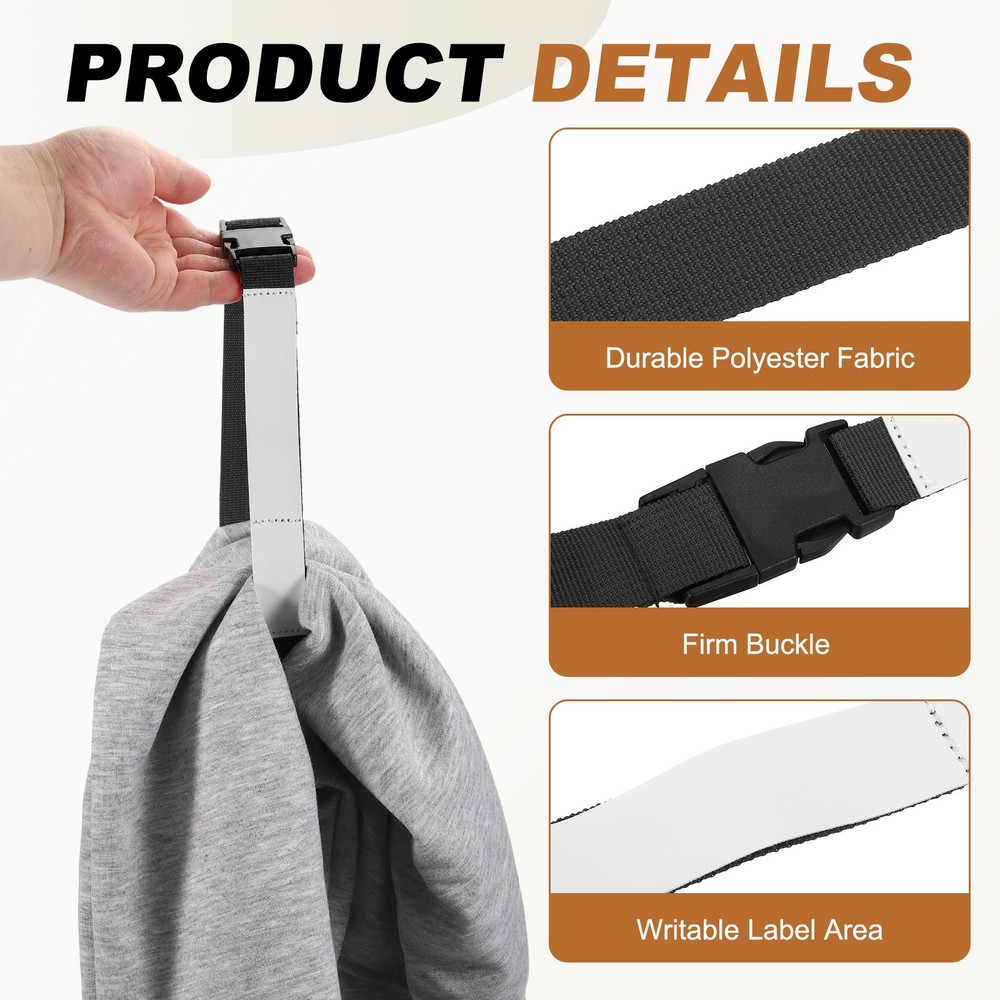 2 Pcs Multipurpose Laundry Strap with Buckle, Black